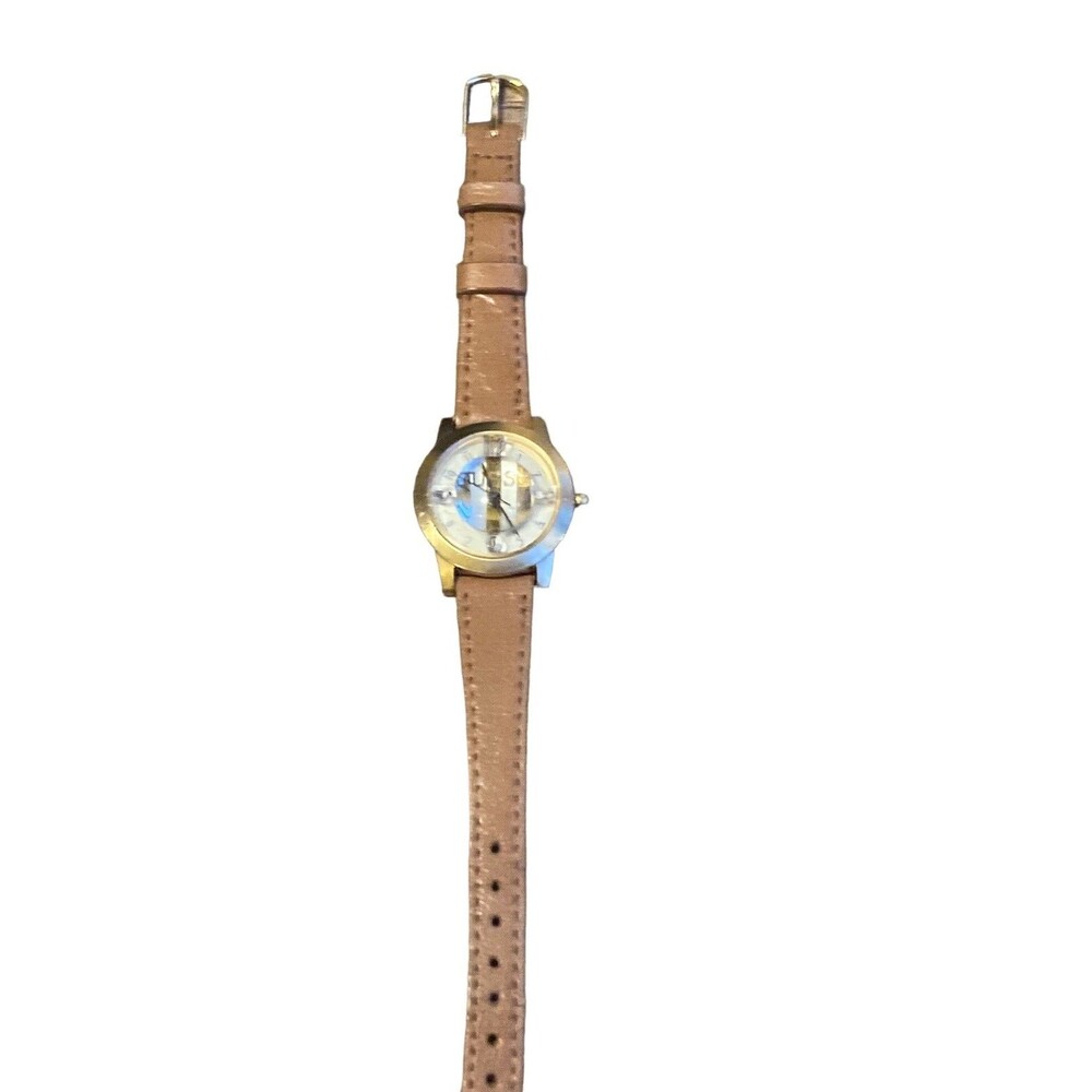 Guess watch striped bubble face leather band casual normcore funky minimalist